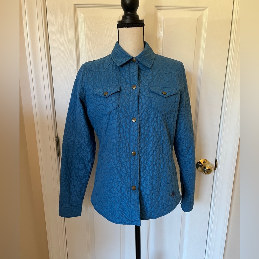 Ariat Teal Blue Quilted Western Riding Equestrian Jacket S - Picture 2 of 12